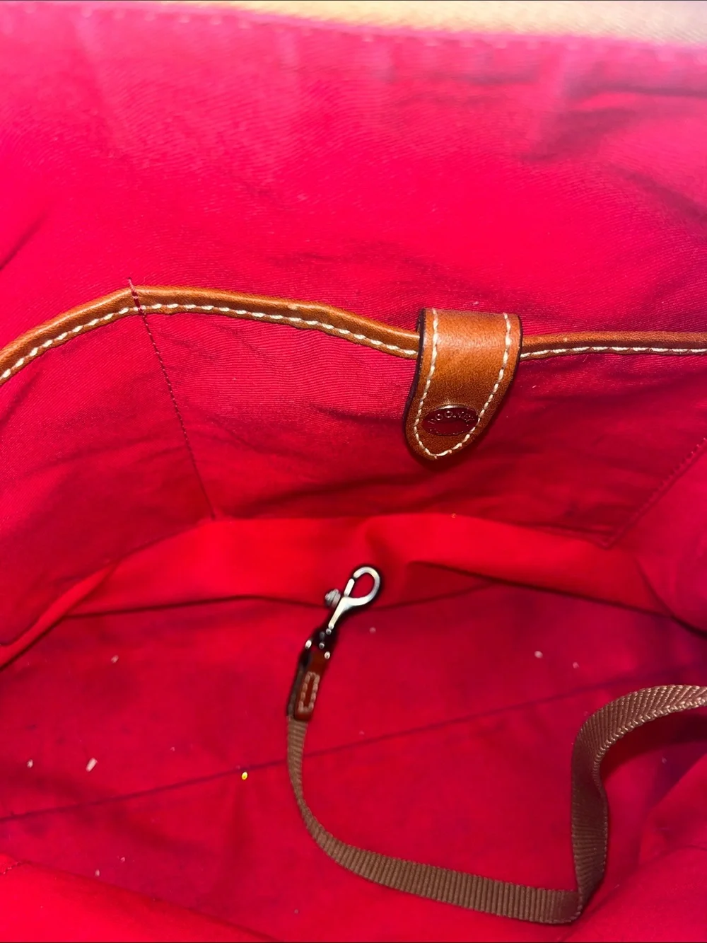 Dooney & Bourke Mustard Pebbled Leather Messenger Bag with Brown Trim